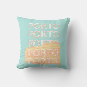 Coussin Porto Travel Art, Portugal Travel Art, Pastel