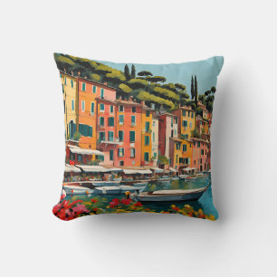 Coussin Portofino Italie Méditerranéenne Peinture sur le p