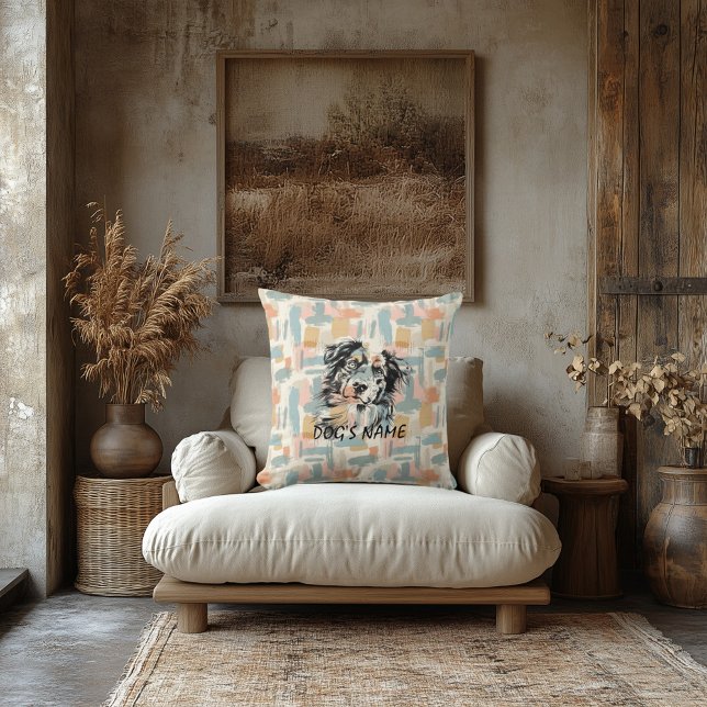 Coussin Portrait Abstrait Australie Berger personnalisé Re (Créateur téléchargé)