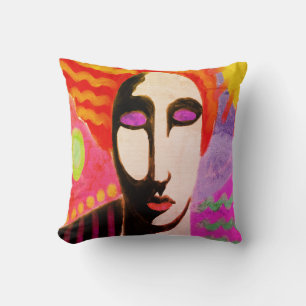 Coussin Portrait Abstrait coloré d'une femme