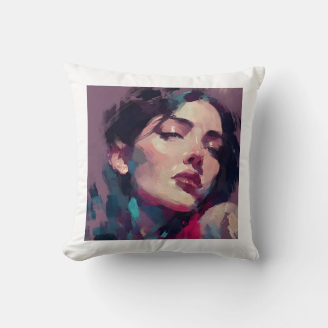 Coussin Portrait Abstrait de Lumière Néon (Recto)