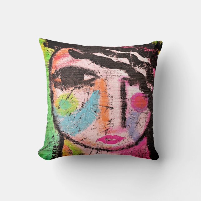 Coussin Portrait Abstrait original d'une femme (Recto)
