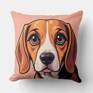 Coussin Portrait Adorable de Beagle 🐾💛 Design de Chien M
