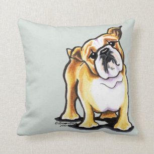 Coussin Portrait anglais blanc de bouledogue de faon