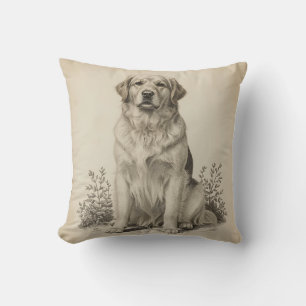Coussin Portrait artistique vintage d'un chien antique Gol