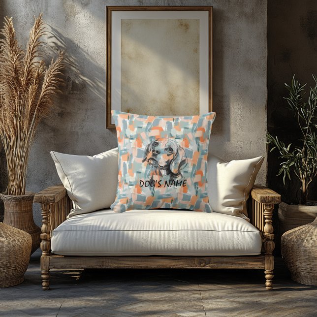 Coussin Portrait Beagle personnalisé Abstrait (Créateur téléchargé)