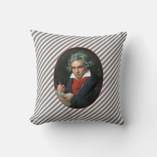 Coussin Portrait Beethoven Vintage réversible (Recto)