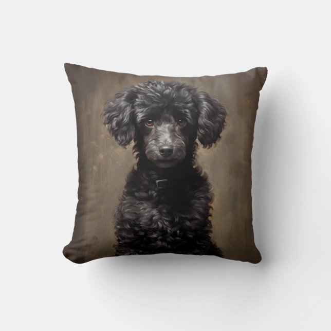 Coussin Portrait Black Poodle (Recto)