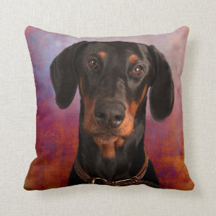 Coussin Portrait coloré Doberman