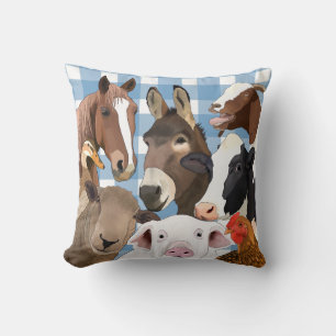 Coussin Portrait d'animaux de ferme mignons