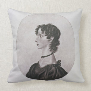 Coussin Portrait d'Anne Bronte (1820-49) d'un dessin i