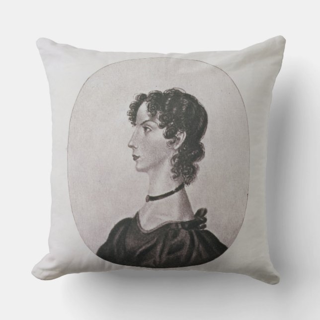 Coussin Portrait d'Anne Bronte (1820-49) d'un dessin i (Recto)