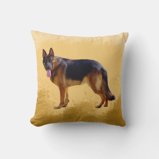 Coussin Portrait d'aquarelle de chien berger allemand (Recto)