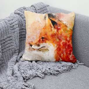 Coussin Portrait d'aquarelle Red Fox 03
