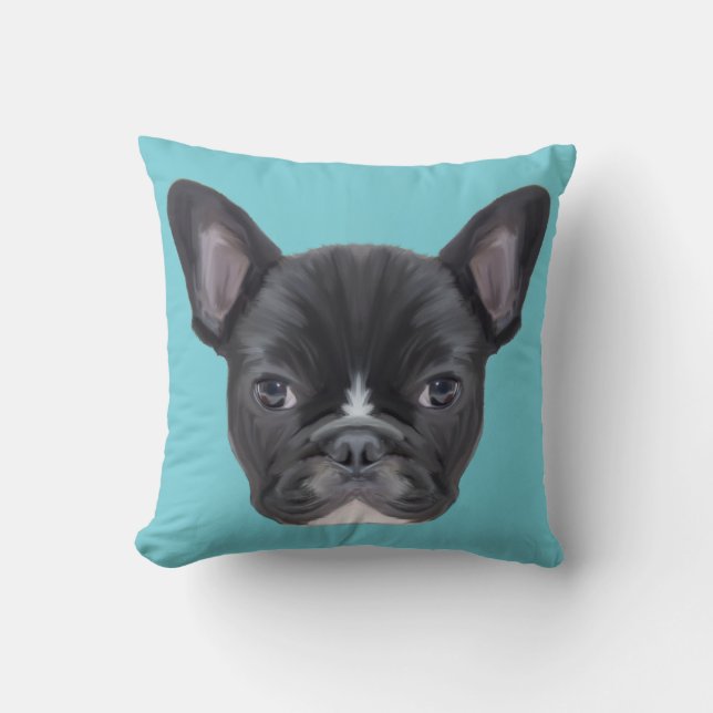 Coussin Portrait d'art de Bulldog en France (Recto)