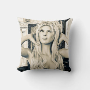 Coussin Portrait d'art glamour victorien vintage