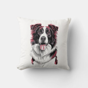 Coussin Portrait de Border Collie dans des détails éclatan