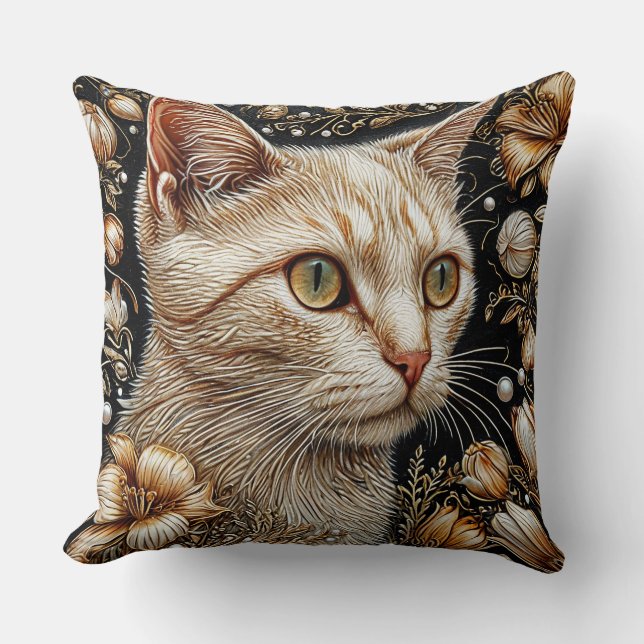 Coussin Portrait de chat élégant (Recto)