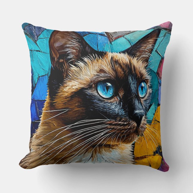 Coussin Portrait de chat siamois (Recto)