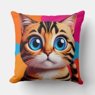 Coussin Portrait de chaton tabby mignon avec de grands yeu