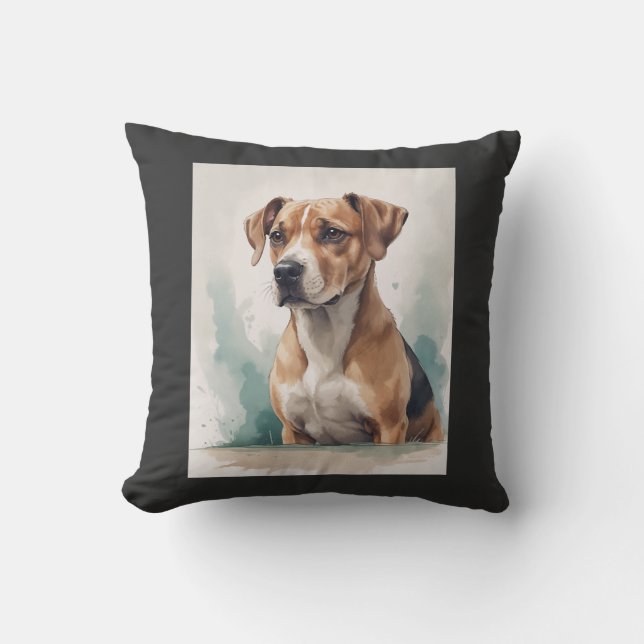 Coussin Portrait de chien aquarelle (Recto)