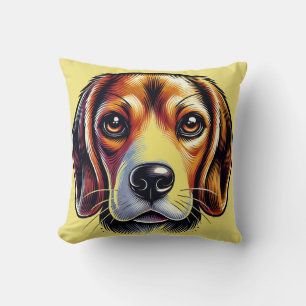 Coussin Portrait de chien Beagle mignon avec des couleurs