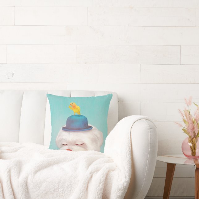 Coussin Portrait de chien clown méditatif (Canapé)