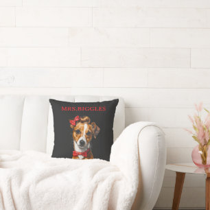 Coussin Portrait de chien personnalisé – Conception de nom