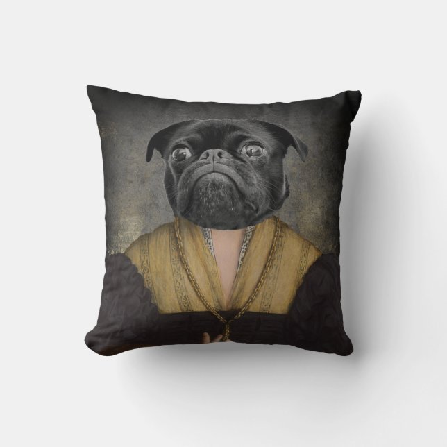 Coussin Portrait de chien personnalisé Peinture Dame du 16 (Recto)