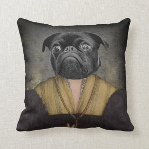 Coussin Portrait de chien personnalisé Peinture Dame du 16