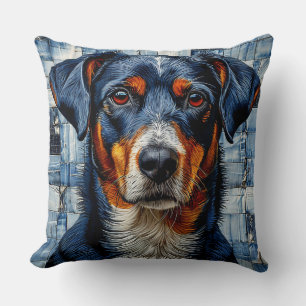 Coussin Portrait de chien vibrant