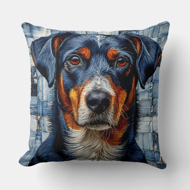 Coussin Portrait de chien vibrant (Recto)