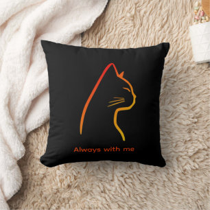 Coussin Portrait de compagnie animalier en art linéaire mi