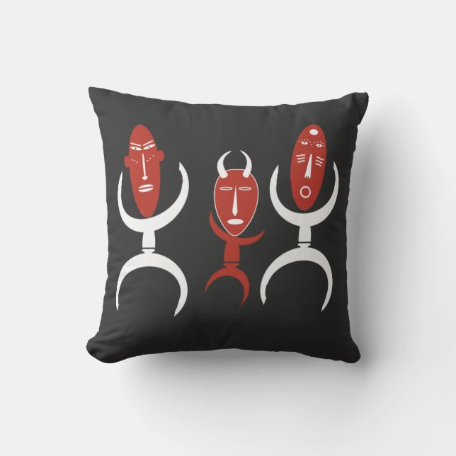 Coussin portrait de danse tribale Abstraite africaine (Recto)