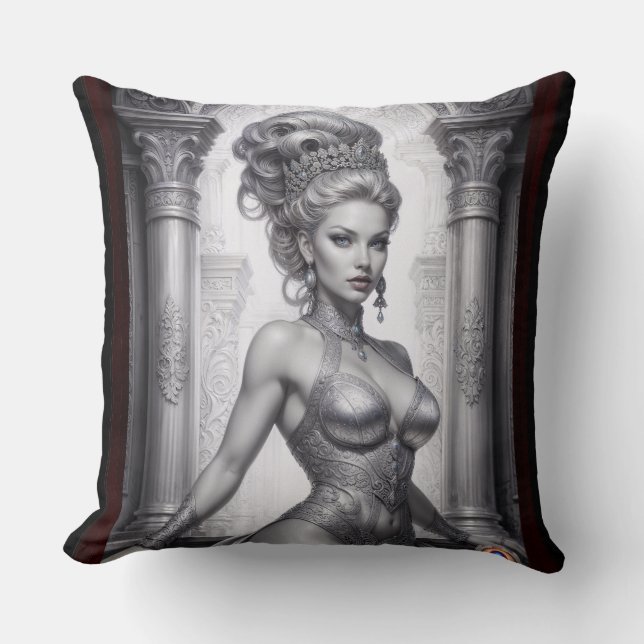 Coussin Portrait de Drusella Arkaevis AI Art par Xzendor7 (Recto)