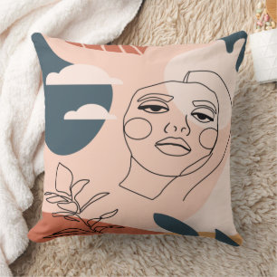 Coussin Portrait de femme abstrait en ligne art