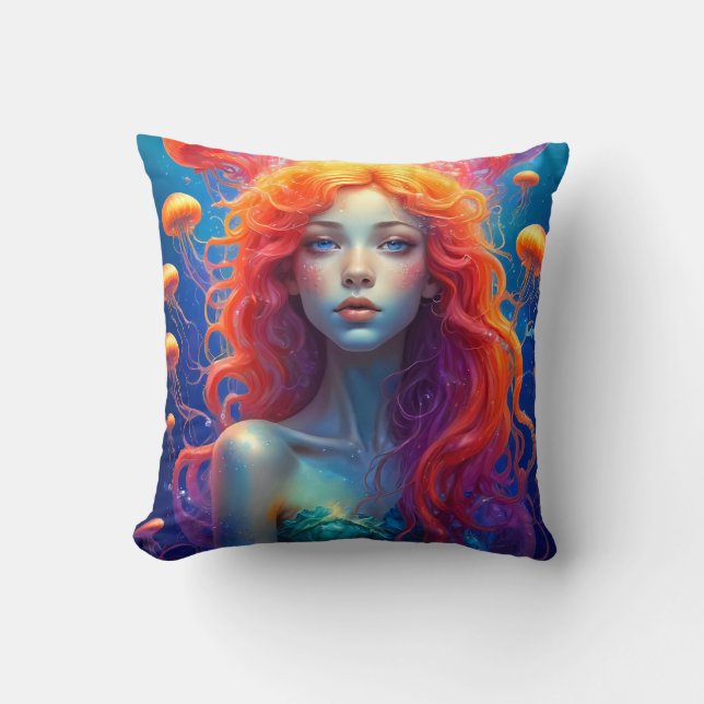 Coussin Portrait de fille avec cheveux orange (Recto)