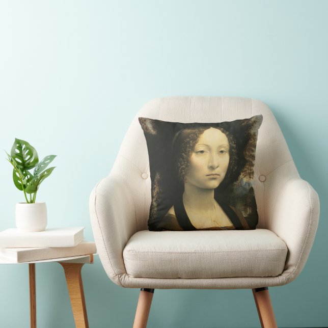 Coussin Portrait de Ginevra de' Benci de Léonard de Vinci (Chaise)