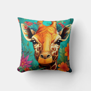 Coussin Portrait de girafe floral-9319