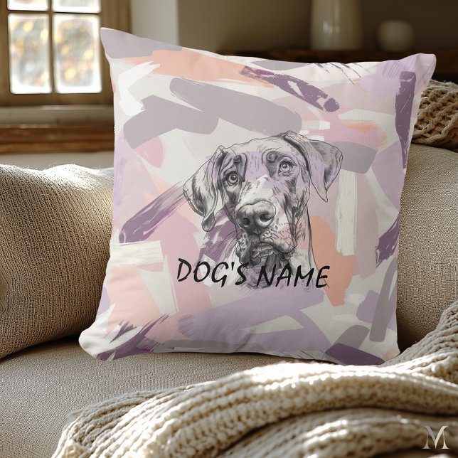 Coussin Portrait de Grand Danois Pastel – Art Abstrait Mod (Créateur téléchargé)