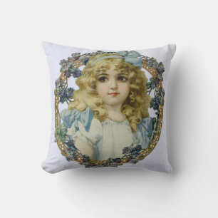 Coussin Portrait de jolie petite fille antique