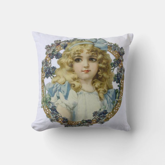 Coussin Portrait de jolie petite fille antique (Recto)