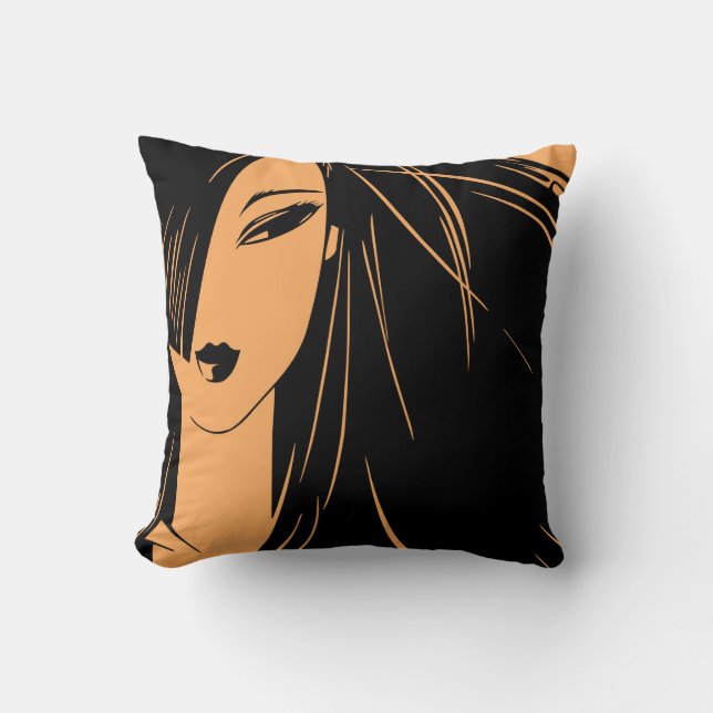 Coussin Portrait de la fille aux cheveux rejetés (Recto)
