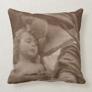 Coussin Portrait de mère et d'enfant (photo de sépia)