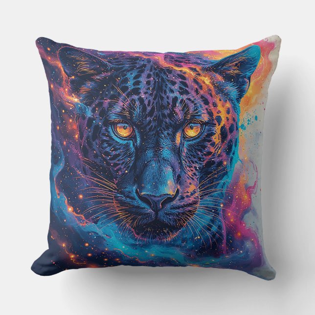 Coussin Portrait de panthère avec des éléments abstraits e (Recto)