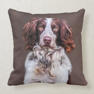 Coussin Portrait de peinture à l'huile de chien d'épagne
