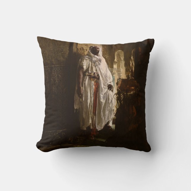 Coussin Portrait de peinture d'art africain de chef maure (Recto)