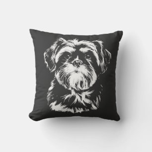 Coussin Portrait de Shih Tzu Vêtements minimalistes