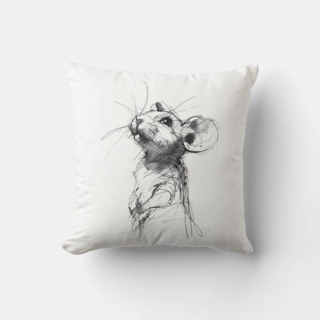 Coussin Portrait de Souris Mignon  (Recto)