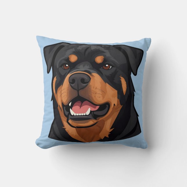 Coussin Portrait de tête de Rottweiler (Recto)